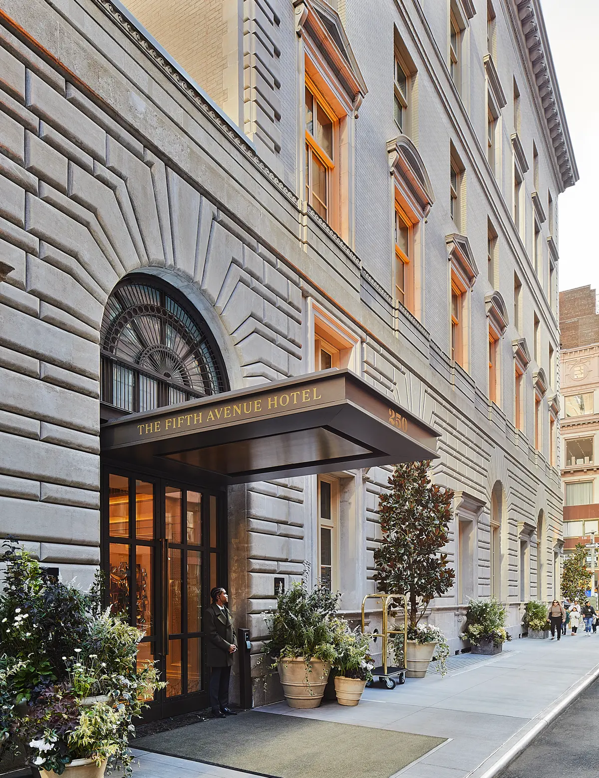 A captivating view of the entrance to the Fifth Avenue hotel