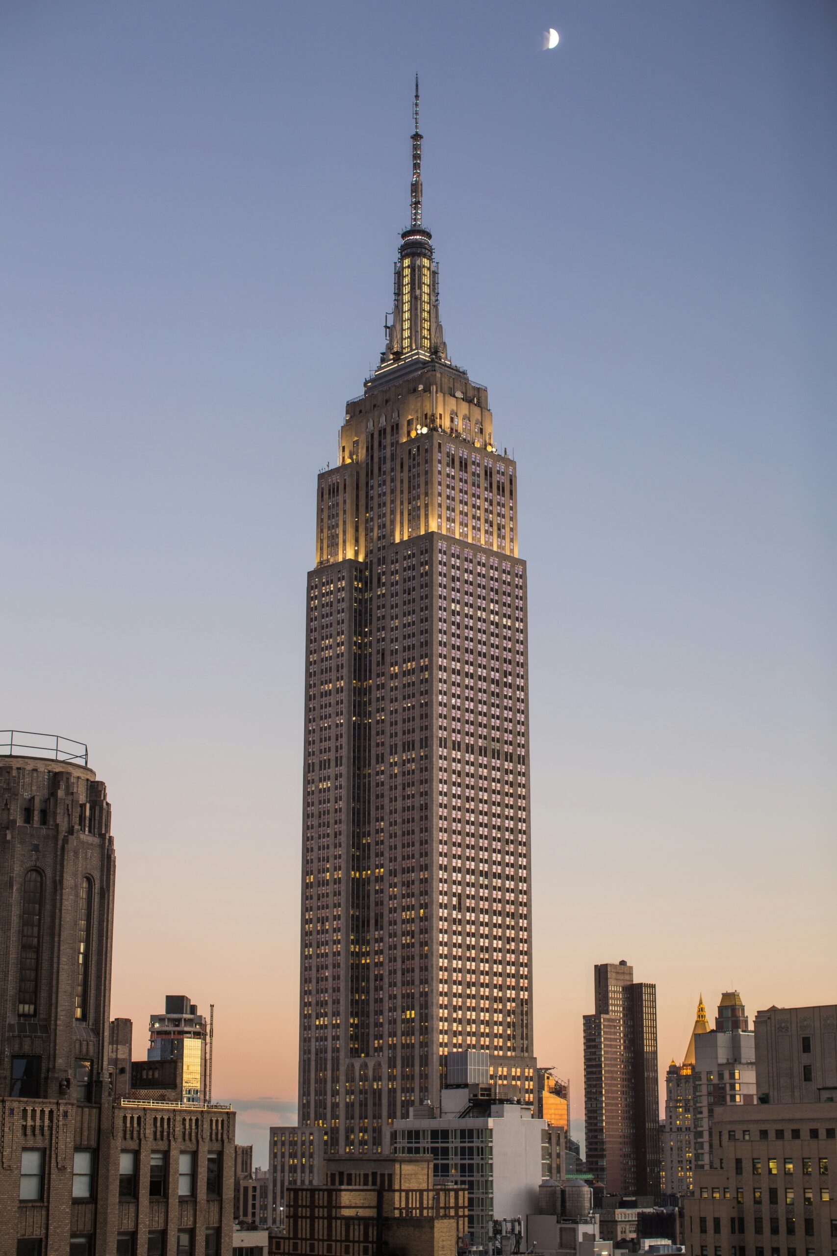 The Empire State Building reaches into New York's skyline above.