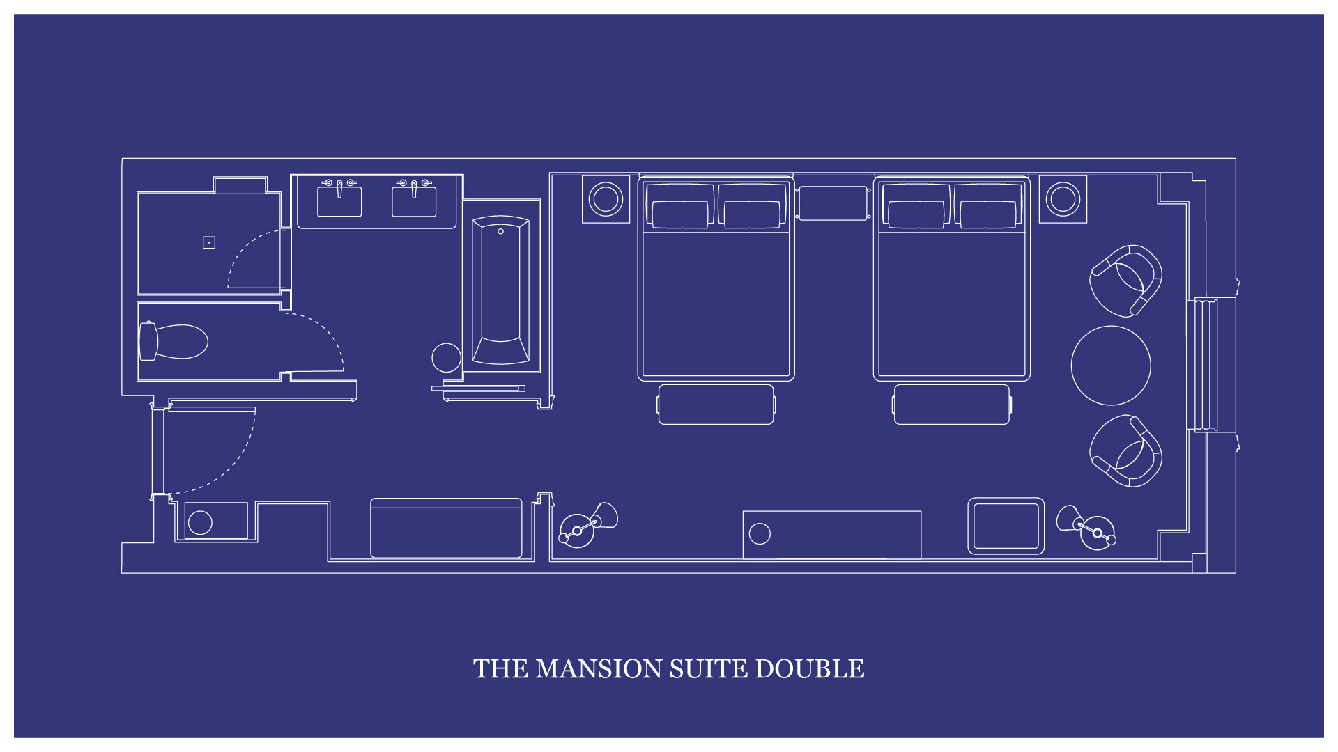 Blueprint of the suite in the Mansion with all featuring.