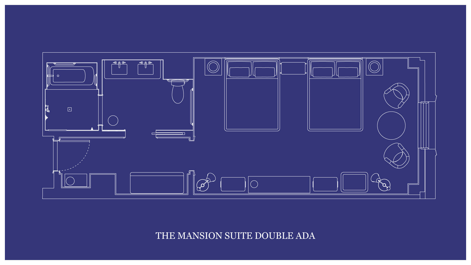Blueprint of the suite in the Mansion with all featuring.