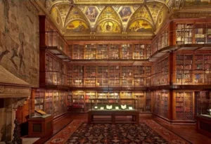 A photo captures the unique design of The Morgan Library Museum.