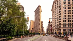 A photo of The Flatiron Building taken from the street looks impressive.