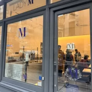 A photo shows people enjoying their tea at Lady Mendl's Tea Salon.