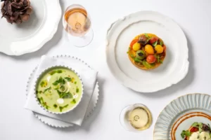 Chilled Cucumber Soup & Heirloom Tomato Risotto ES